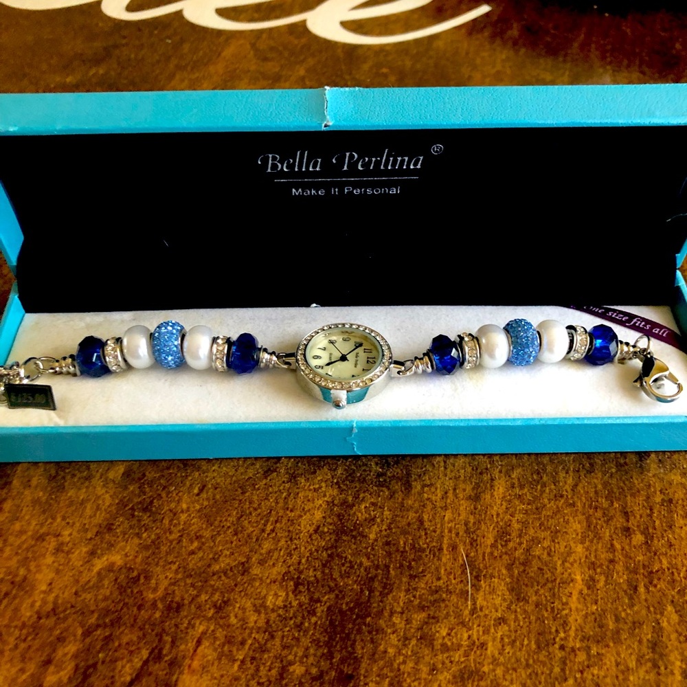 Bella perlina blue beaded watch